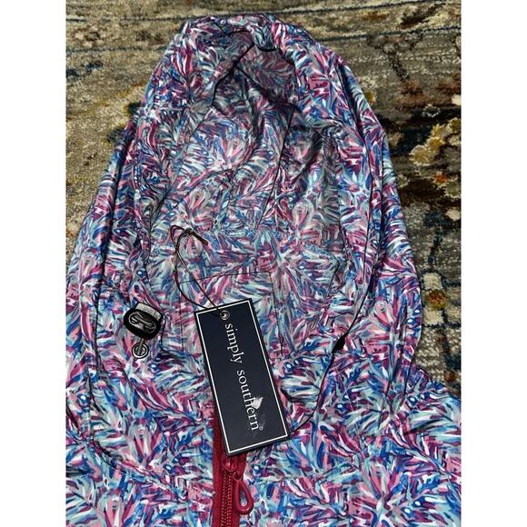 Simply Southern Rain Jacket Windbreaker Women’s Size Small Full Zip Hood NWT - Picture 3 of 8